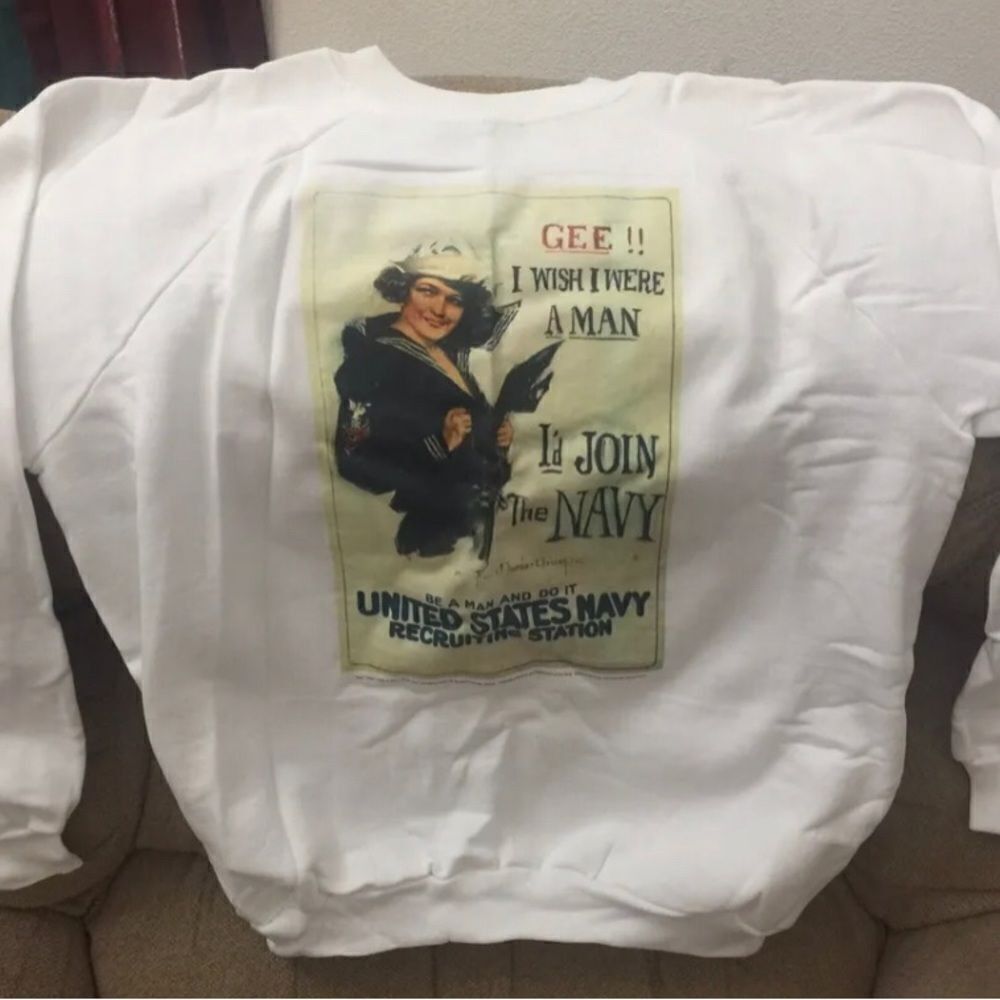 COPY - "Gee, I Wish I Were A Man, I'd Join The Navy" Vintage Men's Sweatshirt W…